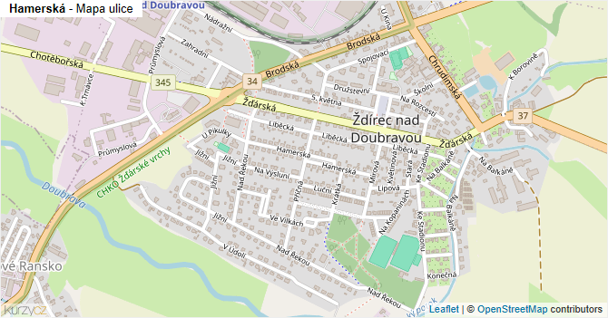 Hamerská - mapa ulice