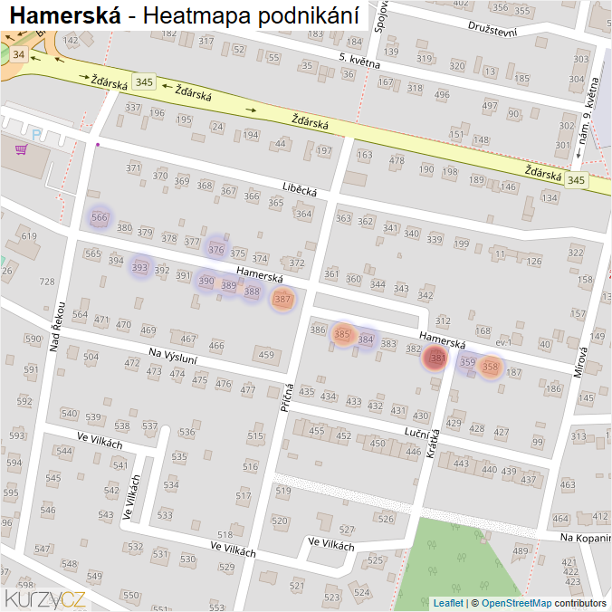 Mapa Hamerská - Firmy v ulici.