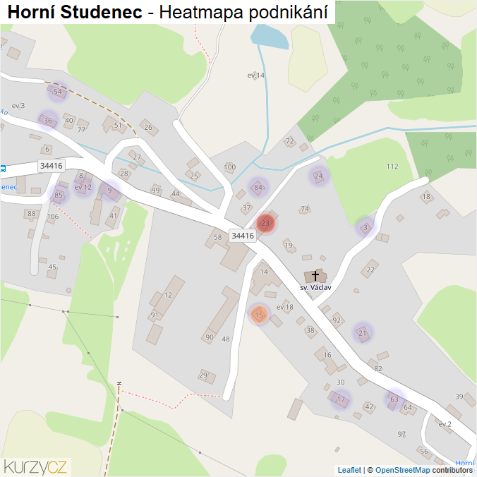 Mapa Horní Studenec - Firmy v části obce.