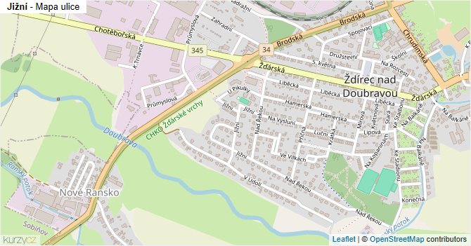 Jižní - mapa ulice