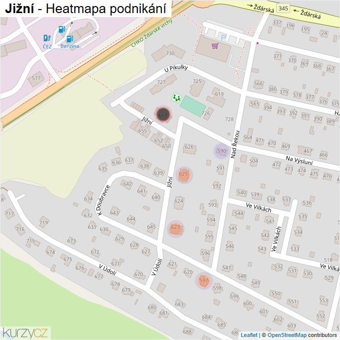 Mapa Jižní - Firmy v ulici.