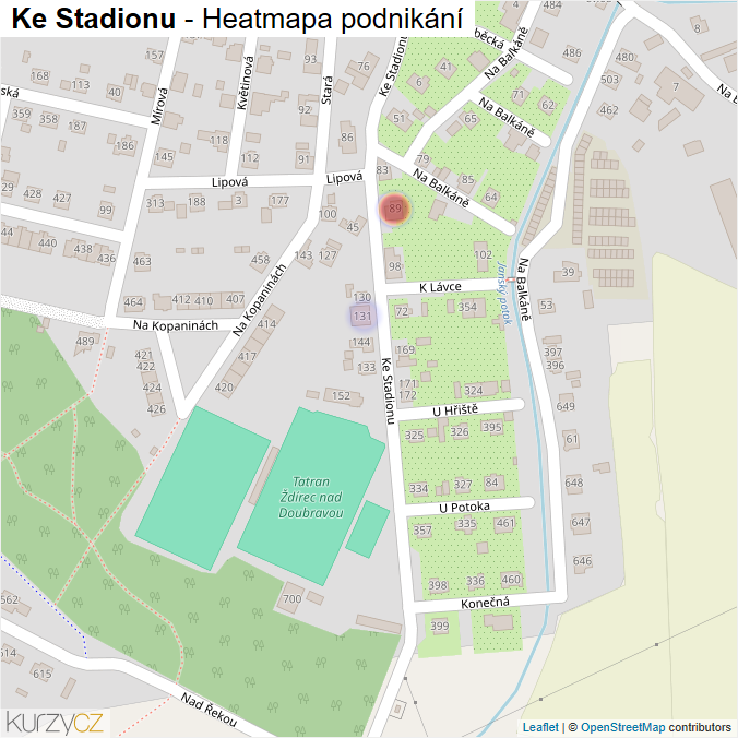 Mapa Ke Stadionu - Firmy v ulici.