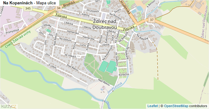Na Kopaninách - mapa ulice