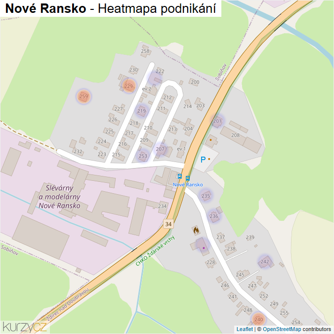 Mapa Nové Ransko - Firmy v části obce.