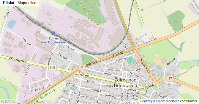 Pilská - mapa ulice