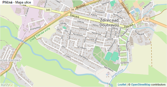 Příčná - mapa ulice