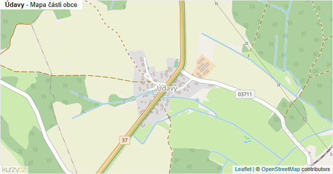 Údavy - mapa části obce