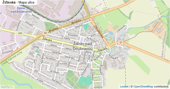 Žďárská - mapa ulice