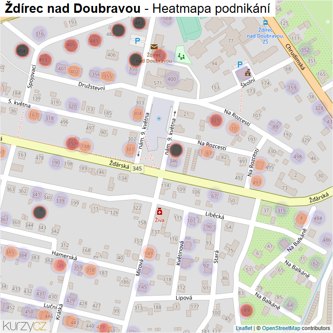 Mapa Ždírec nad Doubravou - Firmy v části obce.