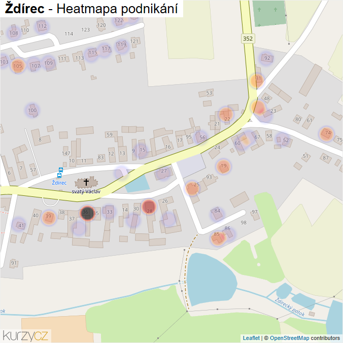 Mapa Ždírec - Firmy v části obce.