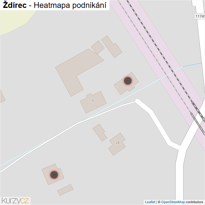 Mapa Ždírec - Firmy v obci.