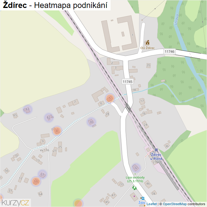 Mapa Ždírec - Firmy v části obce.