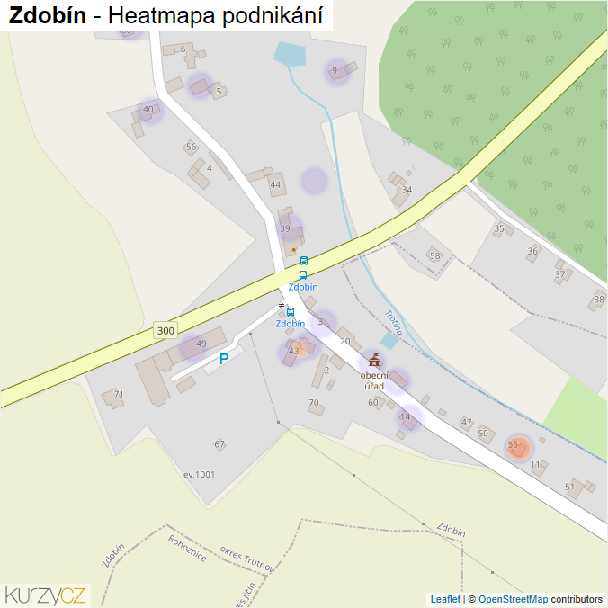Mapa Zdobín - Firmy v části obce.