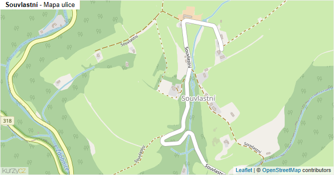 Souvlastní - mapa ulice