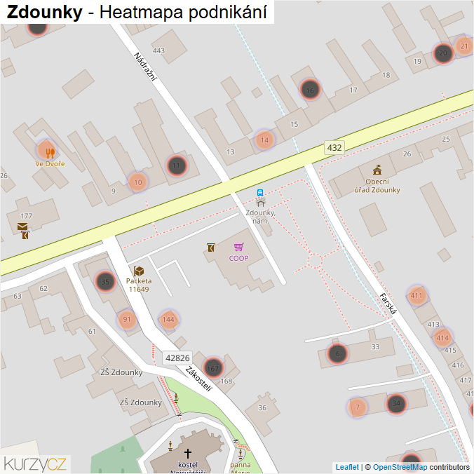 Mapa Zdounky - Firmy v obci.