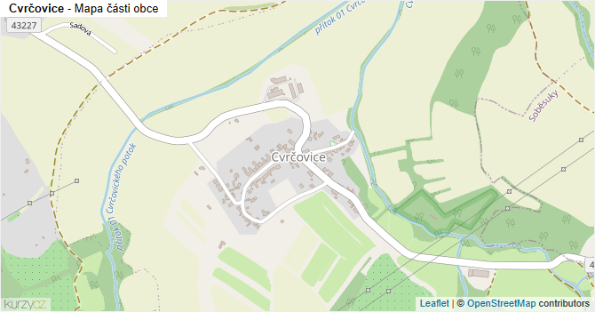 Cvrčovice - mapa části obce