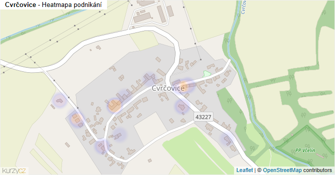 Cvrčovice - mapa podnikání