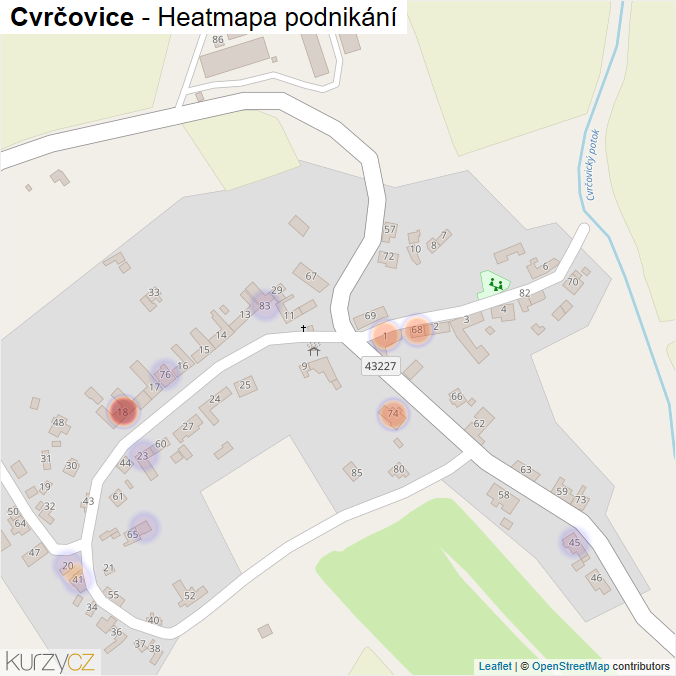 Mapa Cvrčovice - Firmy v části obce.