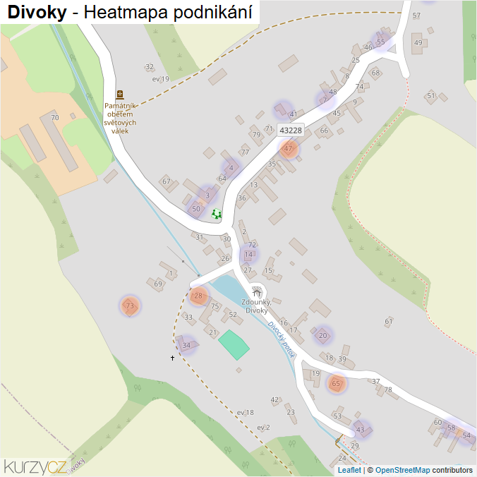 Mapa Divoky - Firmy v části obce.