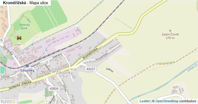 Kroměřížská - mapa ulice