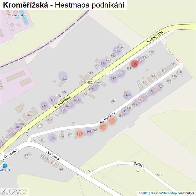 Mapa Kroměřížská - Firmy v ulici.