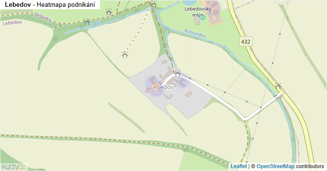 Lebedov - mapa podnikání
