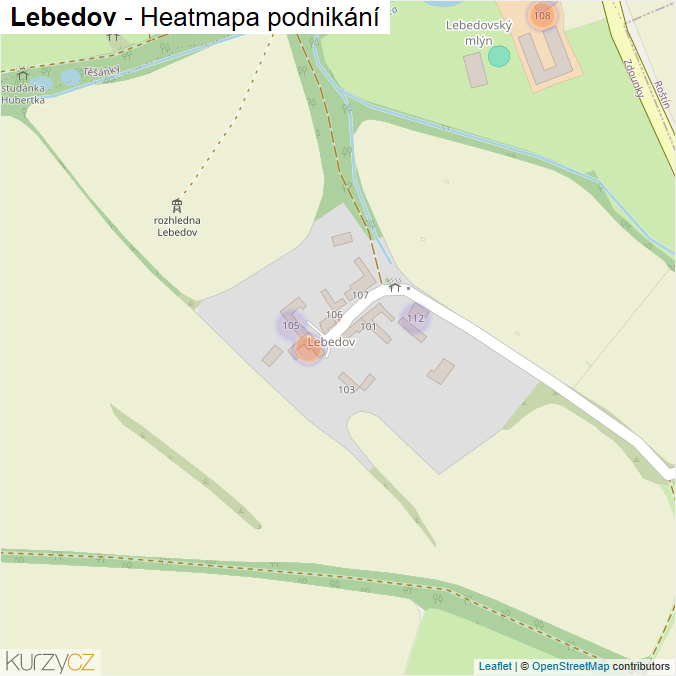Mapa Lebedov - Firmy v části obce.