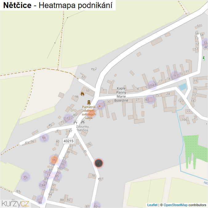 Mapa Nětčice - Firmy v části obce.