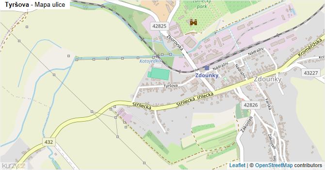 Tyršova - mapa ulice