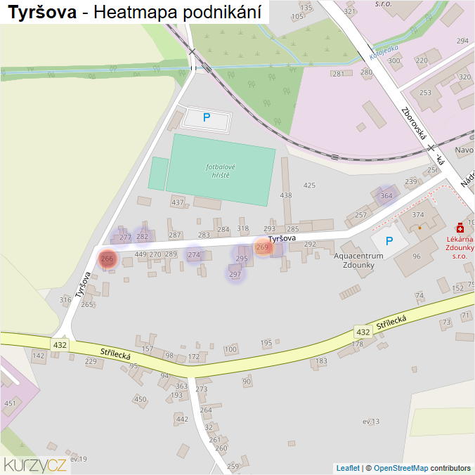 Mapa Tyršova - Firmy v ulici.