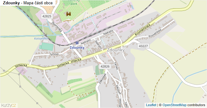 Zdounky - mapa části obce