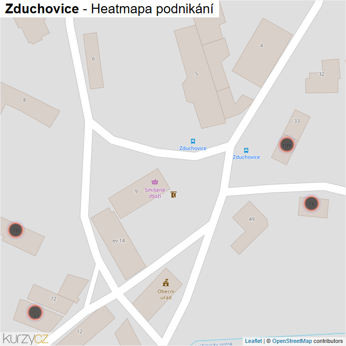 Mapa Zduchovice - Firmy v obci.