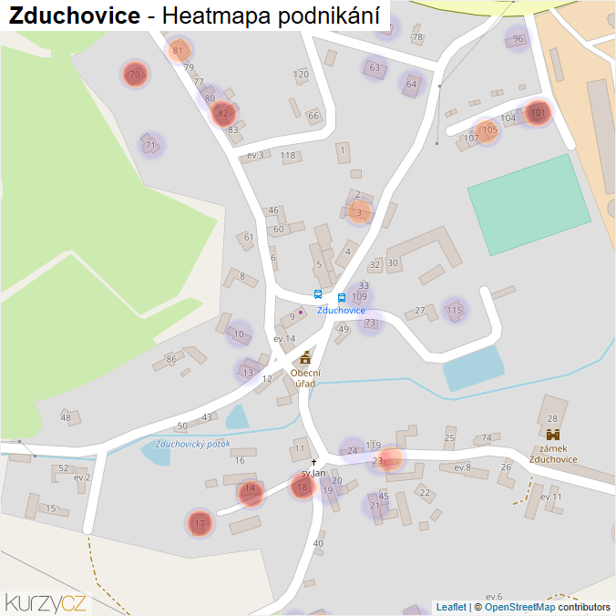 Mapa Zduchovice - Firmy v části obce.