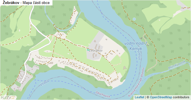 Žebrákov - mapa části obce