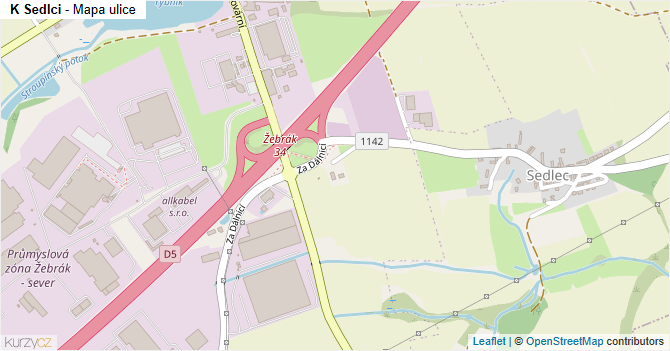 K Sedlci - mapa ulice