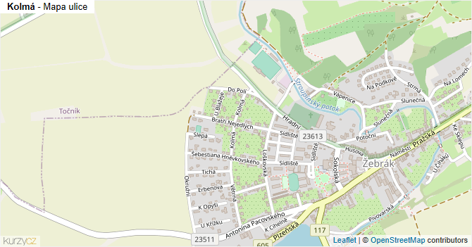Kolmá - mapa ulice