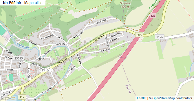 Na Pěšině - mapa ulice