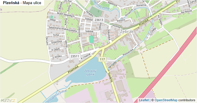 Plzeňská - mapa ulice