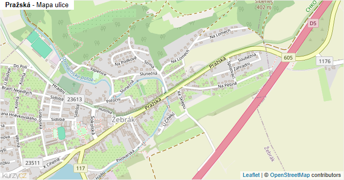 Pražská - mapa ulice