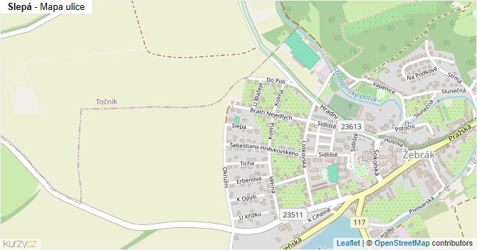 Slepá - mapa ulice