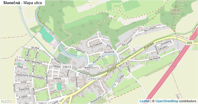 Slunečná - mapa ulice