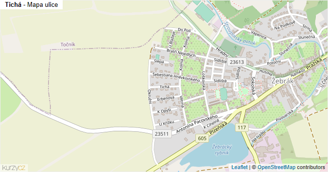 Tichá - mapa ulice