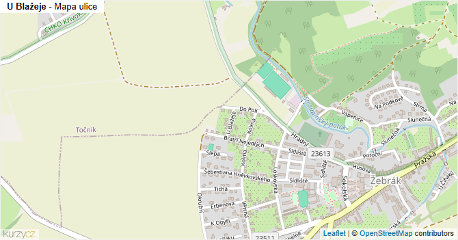 U Blažeje - mapa ulice