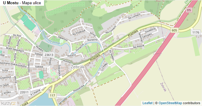 U Mostu - mapa ulice