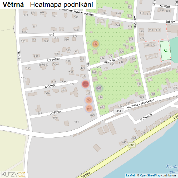 Mapa Větrná - Firmy v ulici.