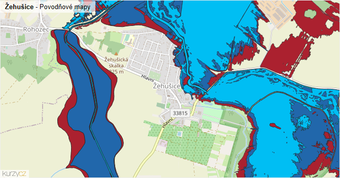 Žehušice - záplavové mapy stoleté vody