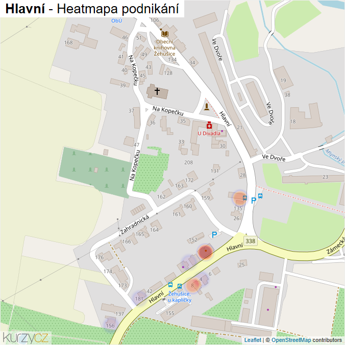 Mapa Hlavní - Firmy v ulici.