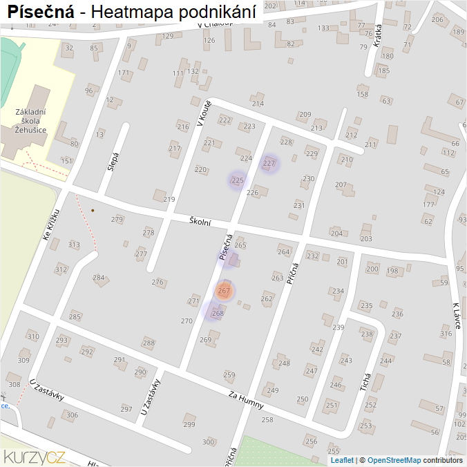 Mapa Písečná - Firmy v ulici.