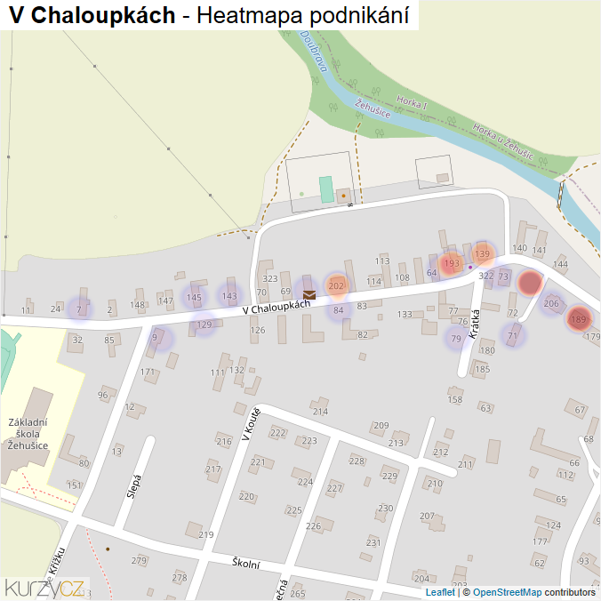 Mapa V Chaloupkách - Firmy v ulici.