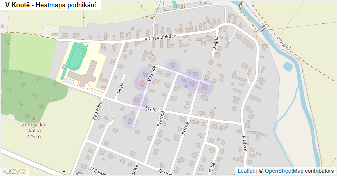 V Koutě - mapa podnikání